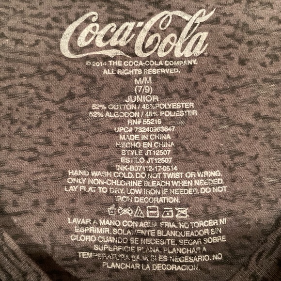 Women’s Coca Cola Juniors’ Gray T-Shirt With Glittery Gold Text Size Medium 7/9 - Picture 8 of 10